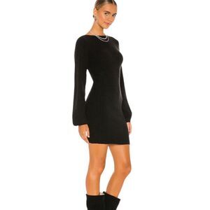 REVOLVE Majorelle Neva Black Puff Sleeve Mini Sweater Dress | Size S